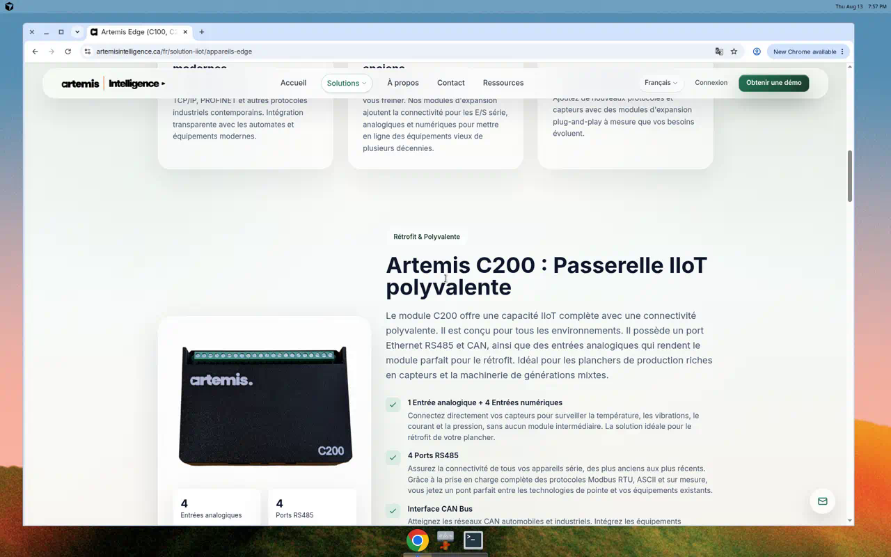 Artemis C200 — fiche catalogue